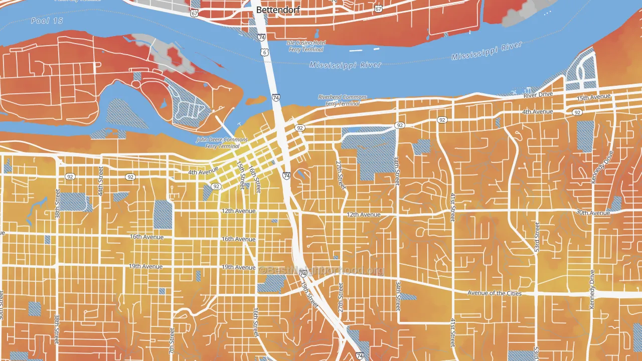Transit Grade map of Park Hill, Moline, IL