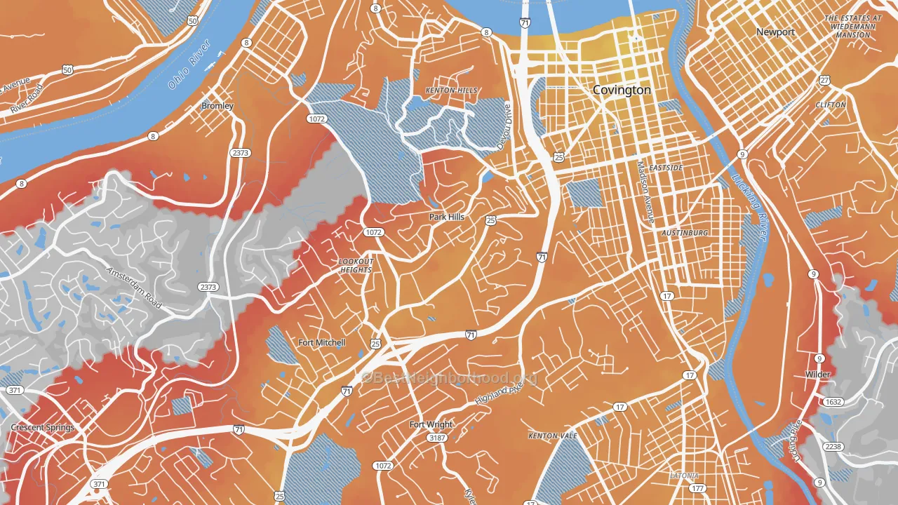 Transit Grade map of Park Hills, KY