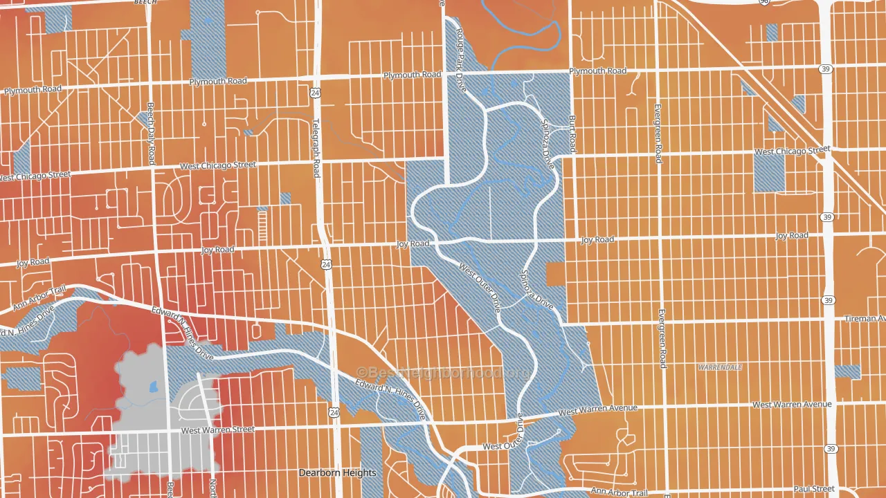 Transit Grade map of Park, Redford, MI