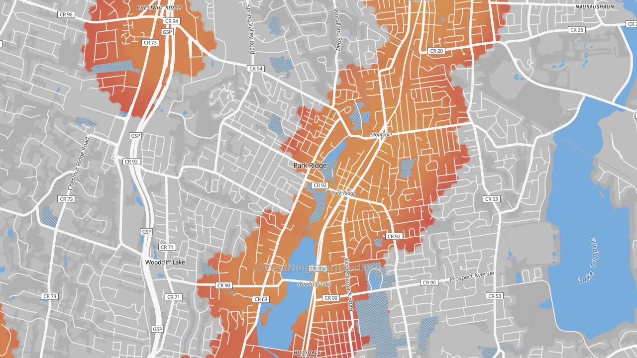 Transit Grade map of Park Ridge, NJ