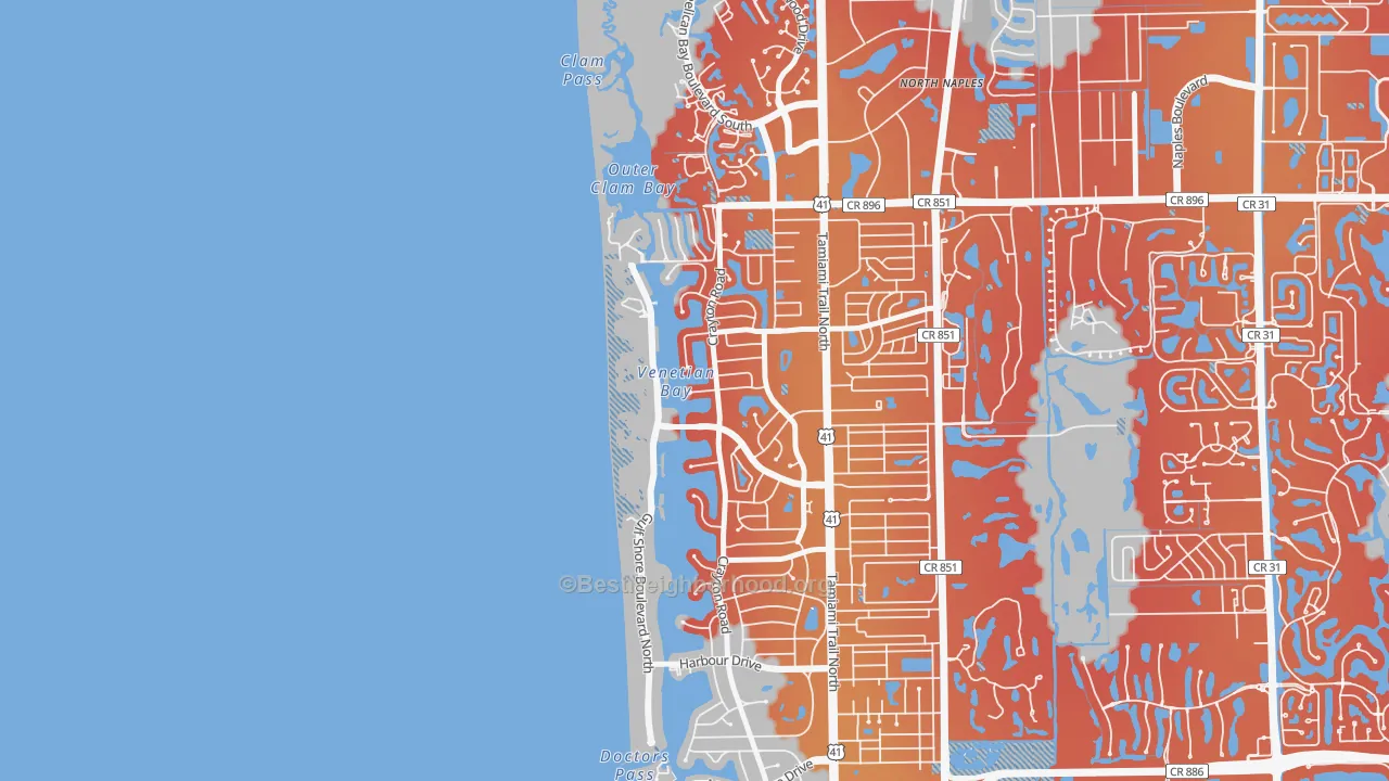 Transit Grade map of Park Shore, Naples, FL