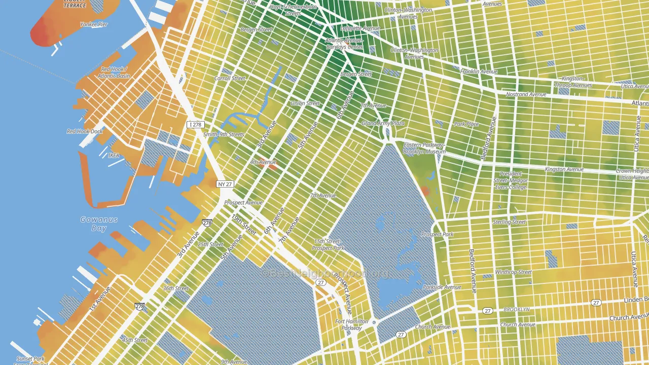 Transit Grade map of Park Slope, Brooklyn, NY