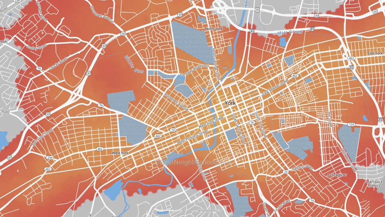 Transit Grade map of Park Village, York, PA