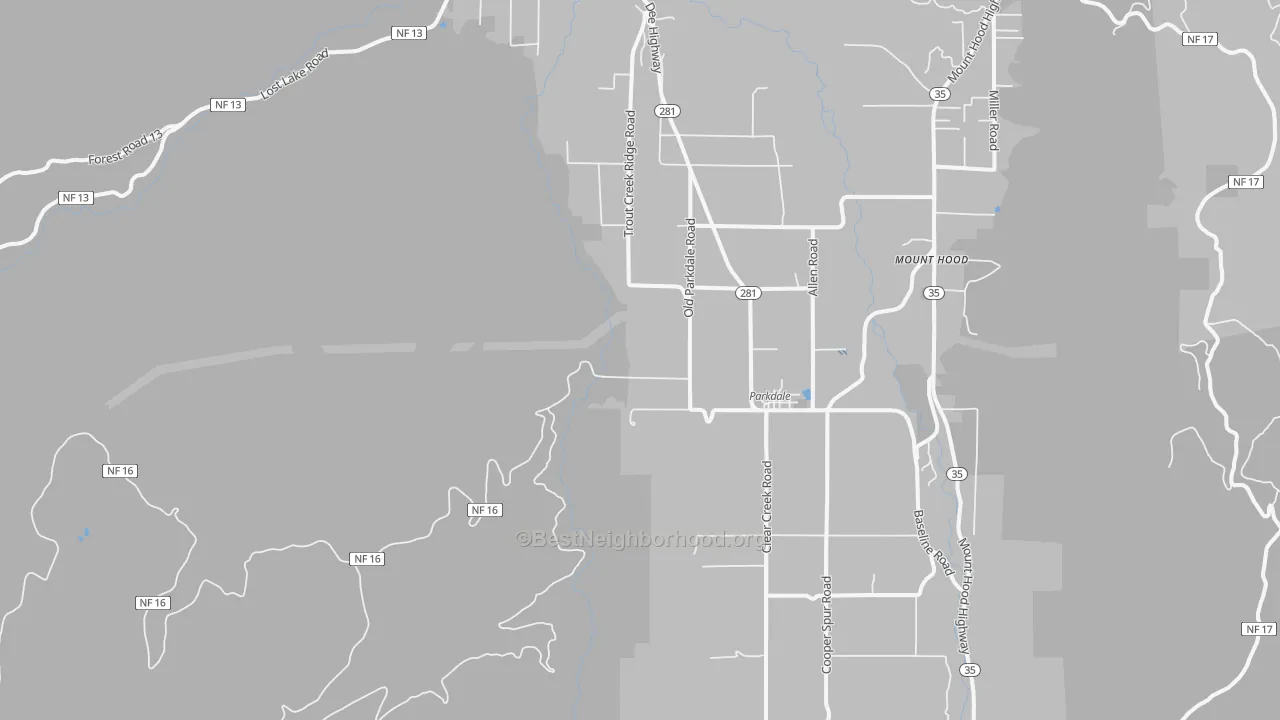 Transit Grade map of Parkdale, OR