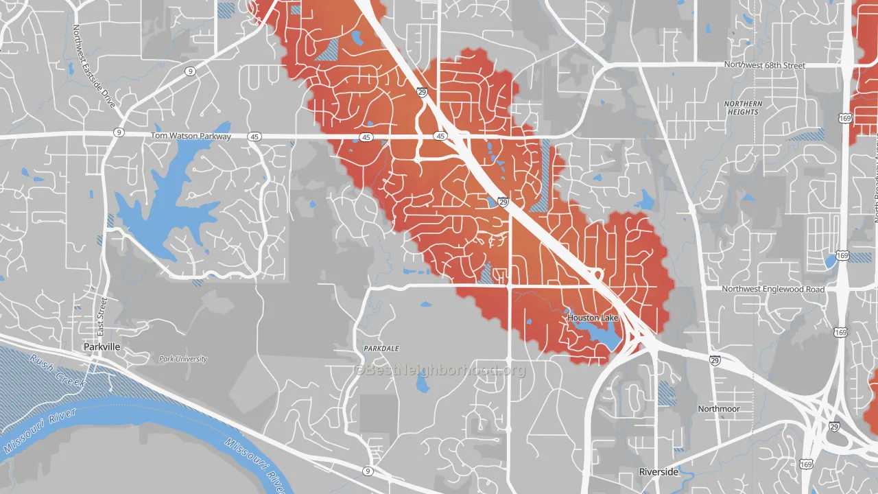 Transit Grade map of Parkdale-Walden, Kansas City, MO