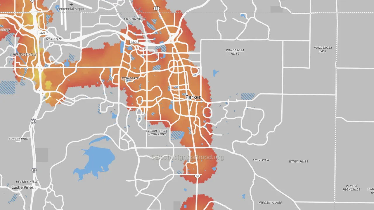 Transit Grade map of Parker, CO