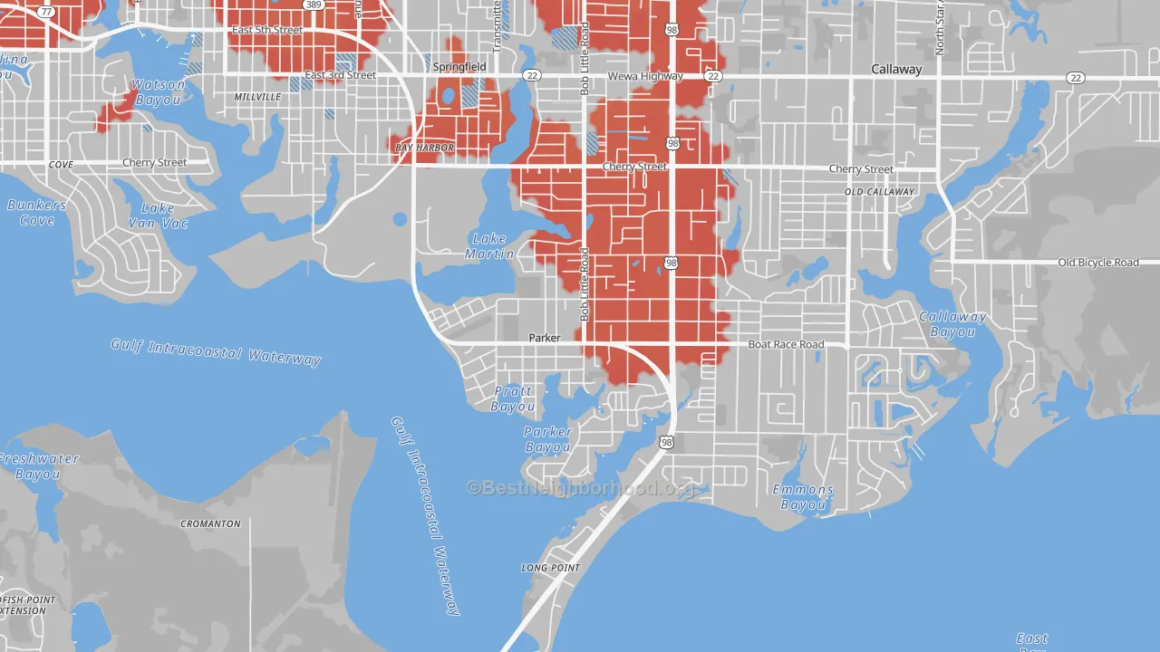Transit Grade map of Parker, FL