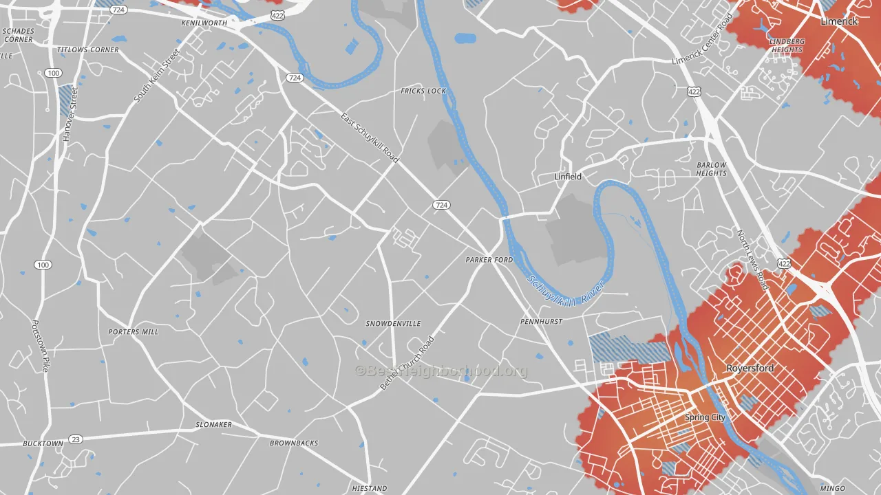 Transit Grade map of Parker Ford, PA