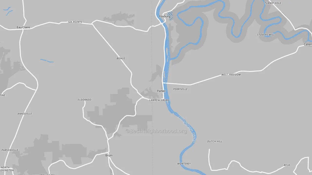 Transit Grade map of Parker, PA