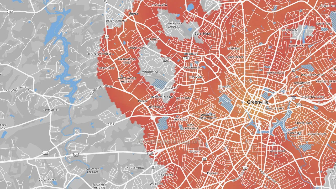Transit Grade map of Parker, SC