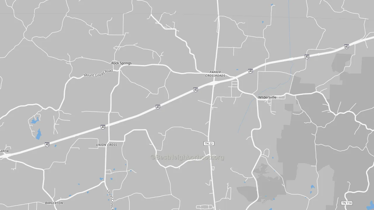 Transit Grade map of Parkers Crossroads, TN