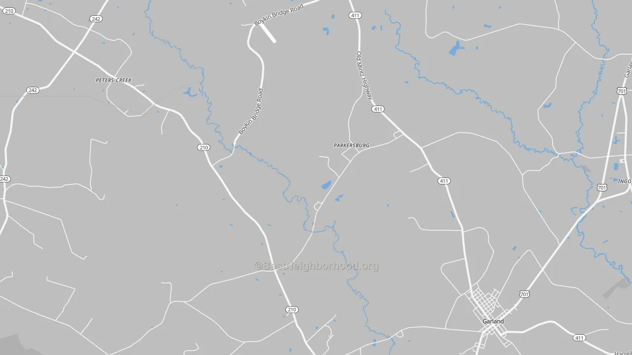 Transit Grade map of Parkersburg, NC