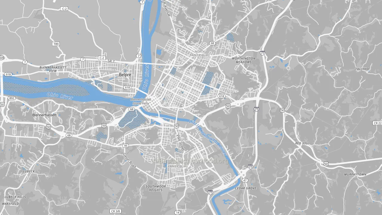 Transit Grade map of Parkersburg, WV