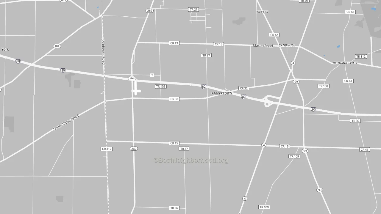 Transit Grade map of Parkertown, OH