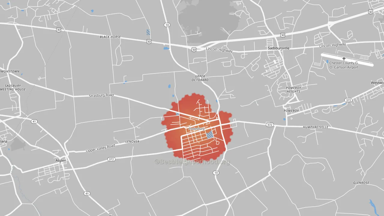 Transit Grade map of Parkesburg, PA