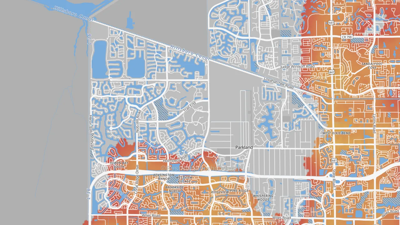 Transit Grade map of Parkland, FL