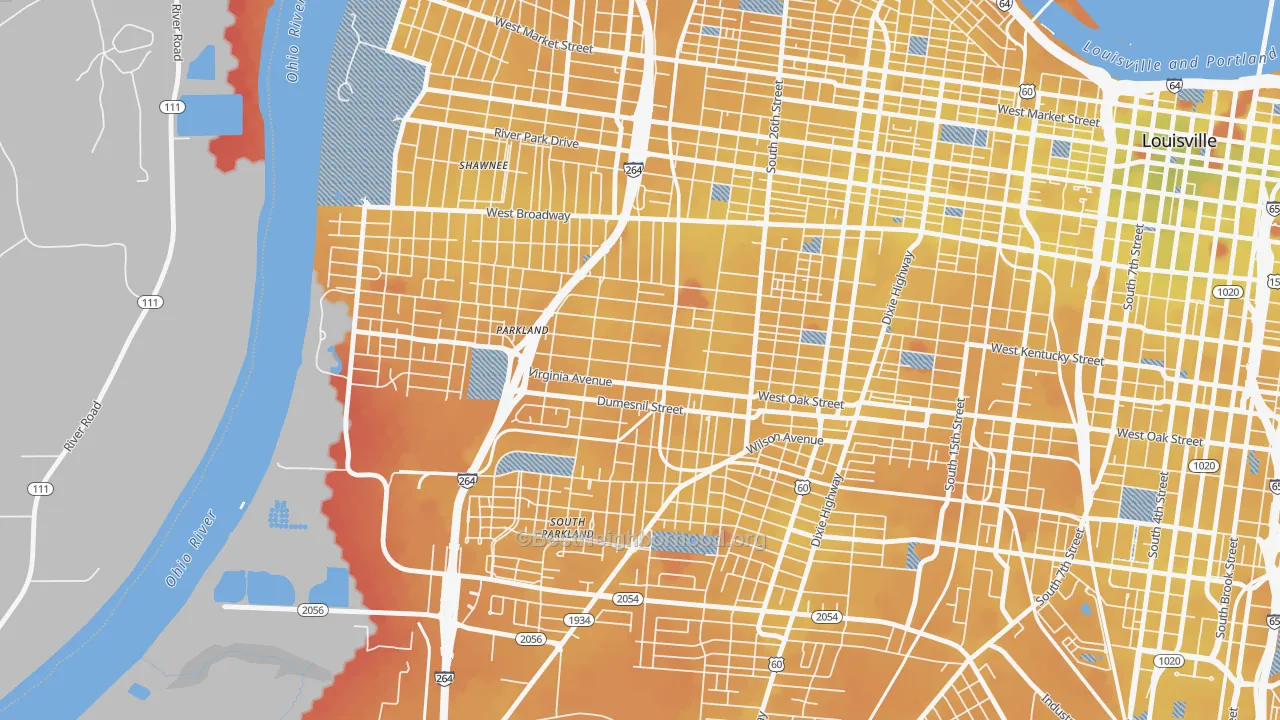 Transit Grade map of Parkland, Louisville, KY