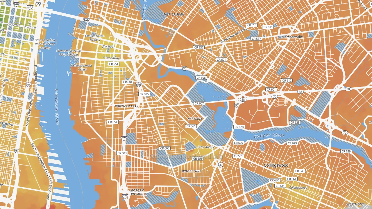 Transit Grade map of Parkside, Camden, NJ