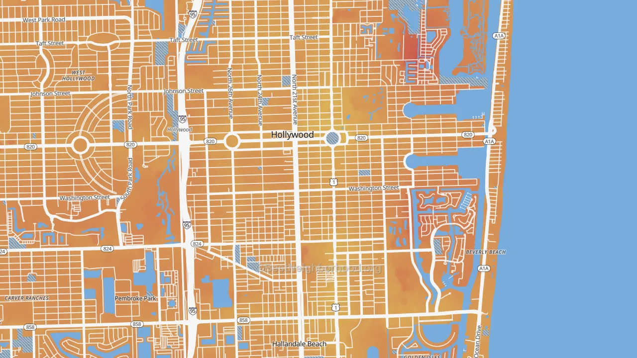 Transit Grade map of Parkside, Hollywood, FL
