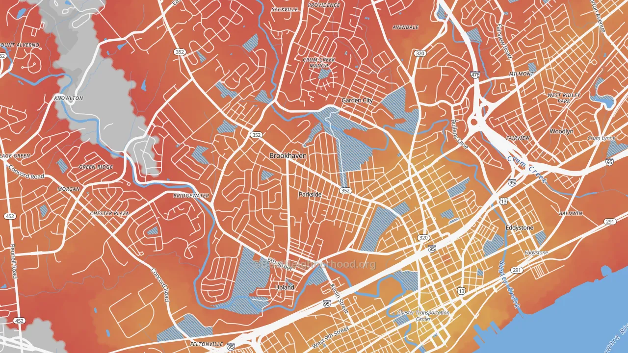 Transit Grade map of Parkside, PA