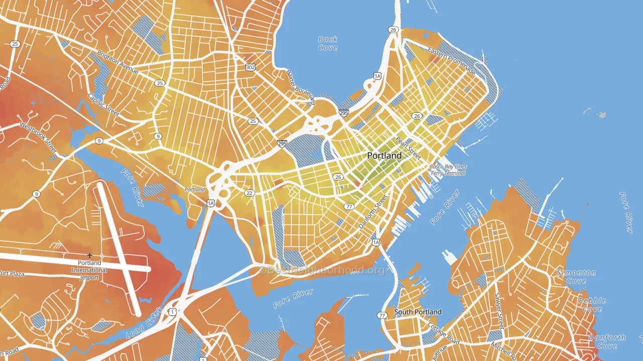 Transit Grade map of Parkside, Portland, ME