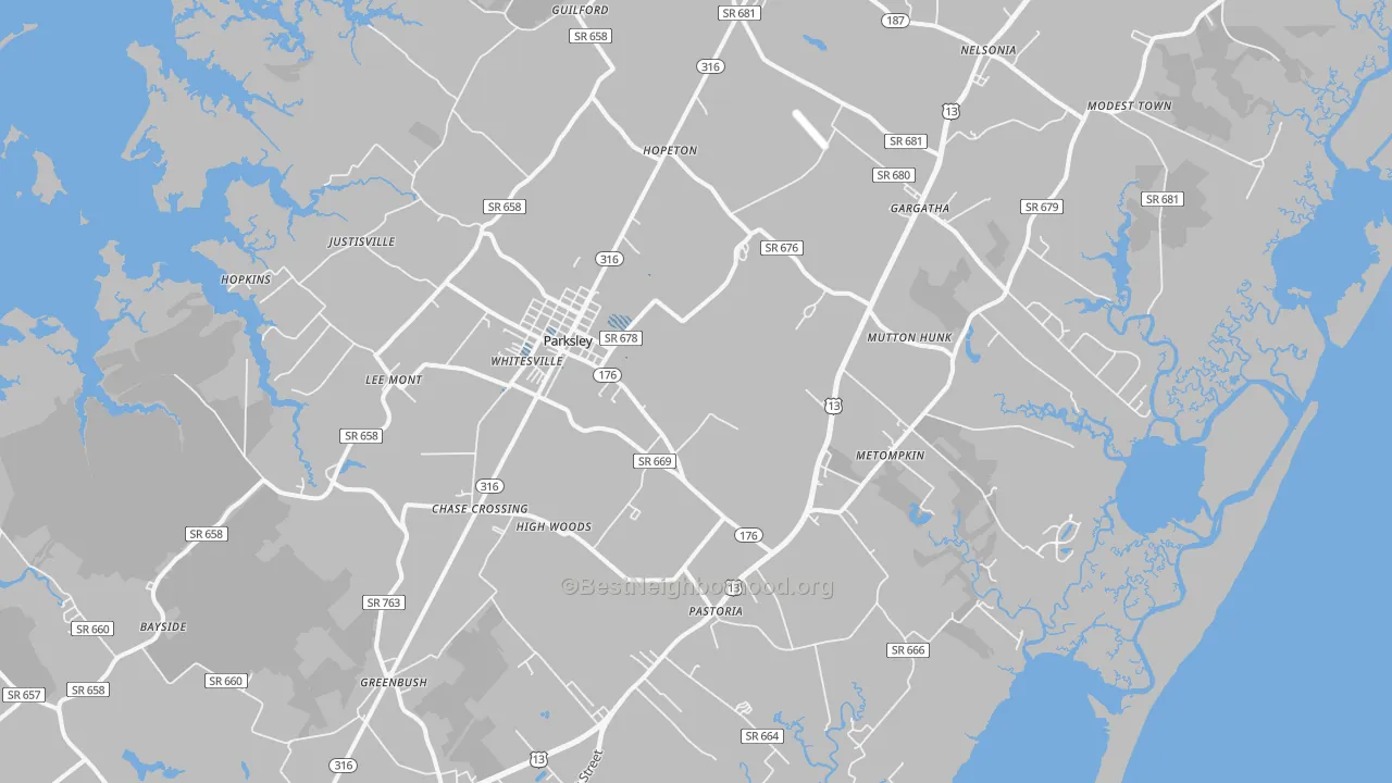 Transit Grade map of Parksley, VA