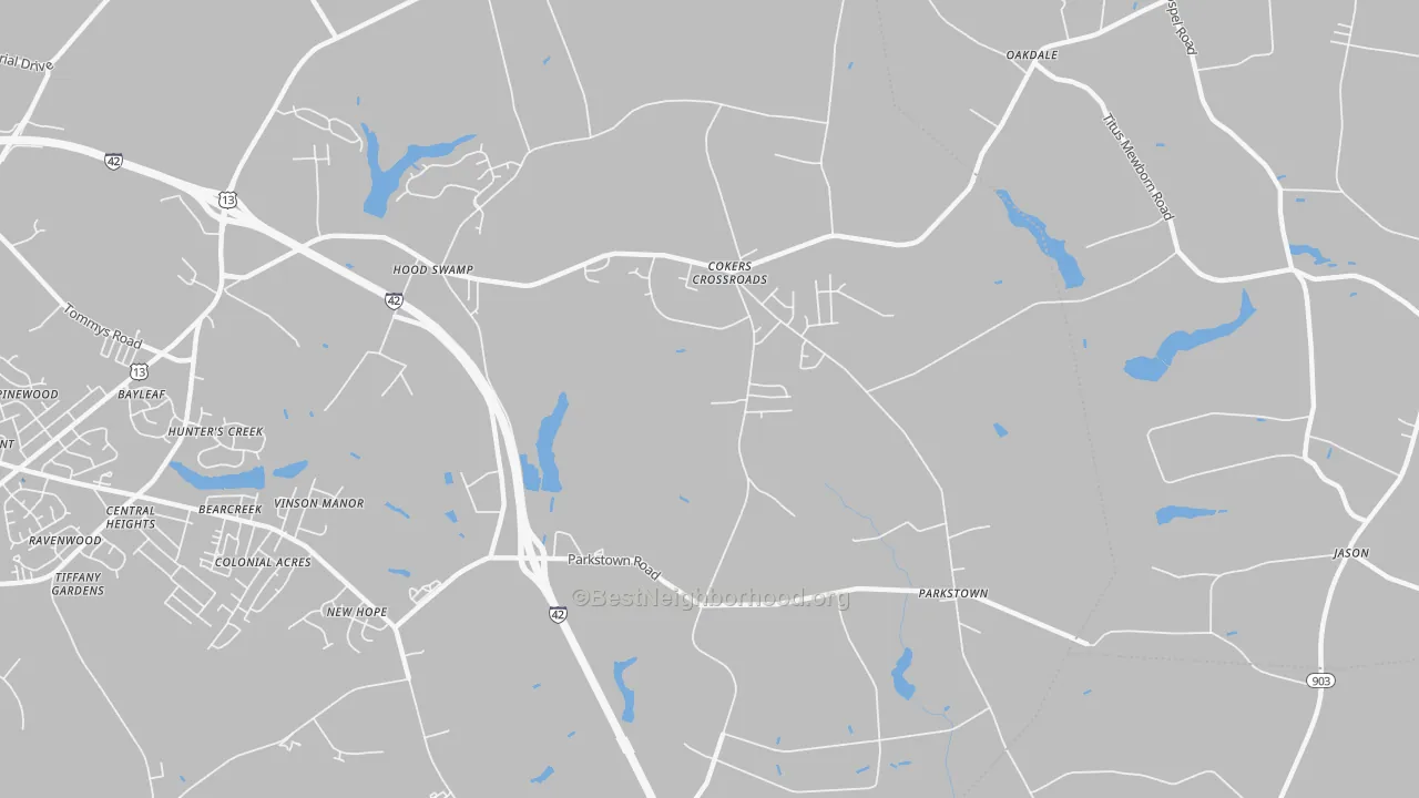Transit Grade map of Parkstown, NC