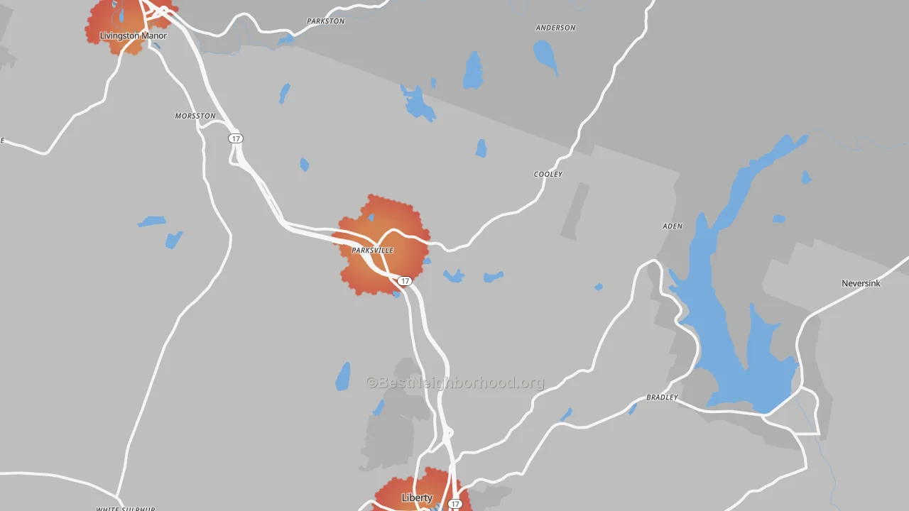 Transit Grade map of Parksville, NY