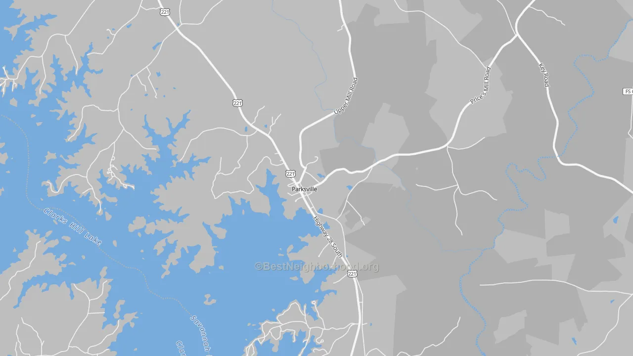 Transit Grade map of Parksville, SC