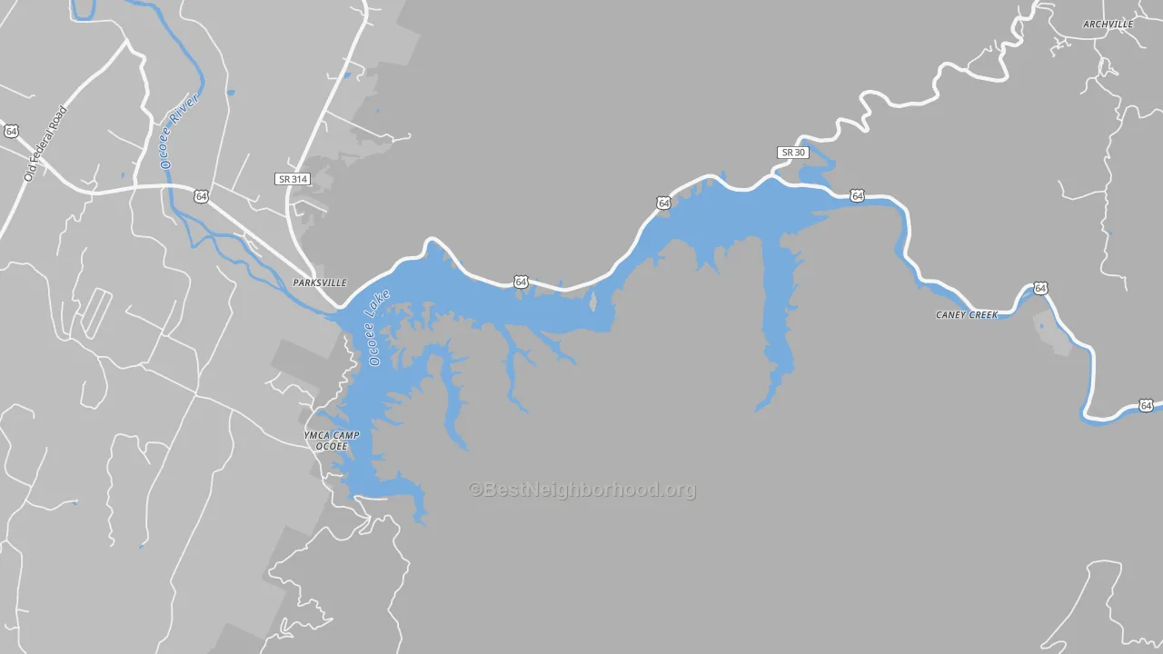 Transit Grade map of Parksville, TN
