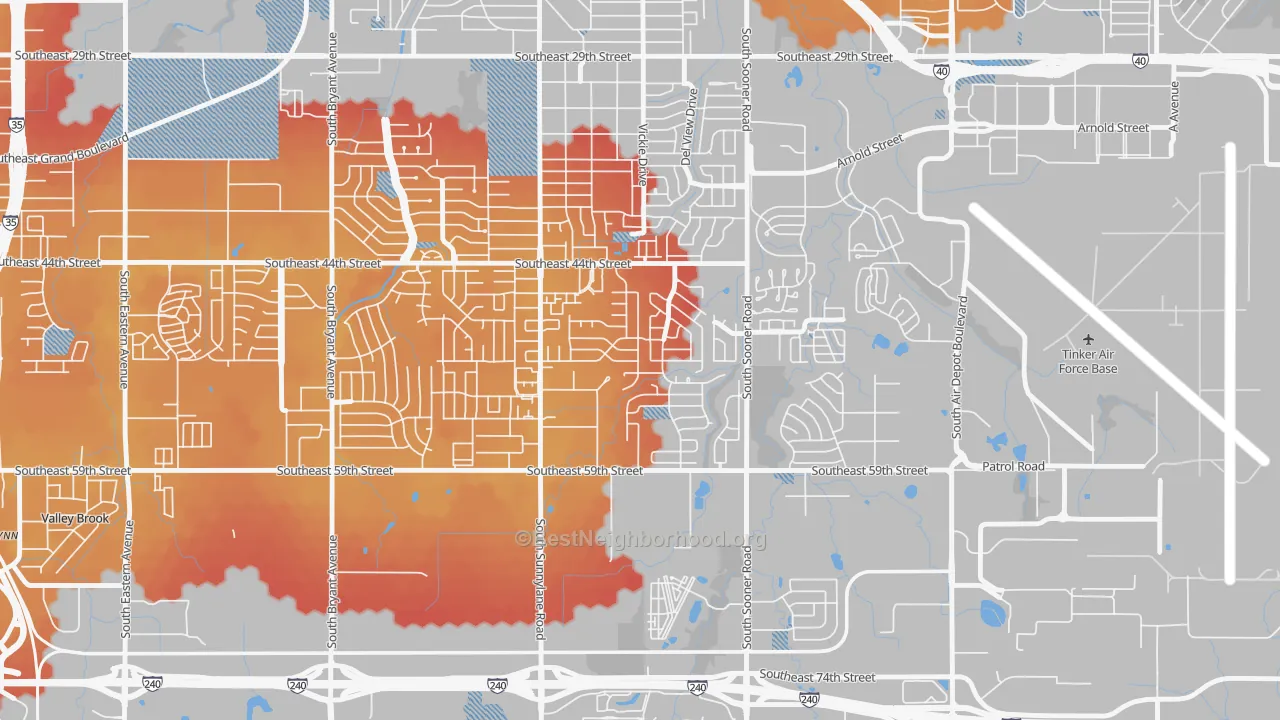 Transit Grade map of Parkview, Oklahoma City, OK
