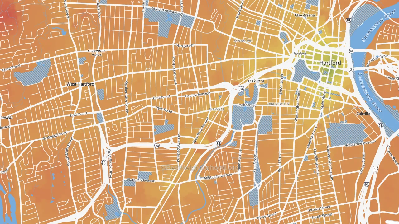 Transit Grade map of Parkville, Hartford, CT