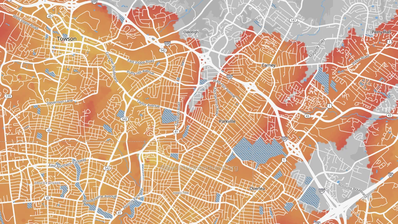 Transit Grade map of Parkville, MD