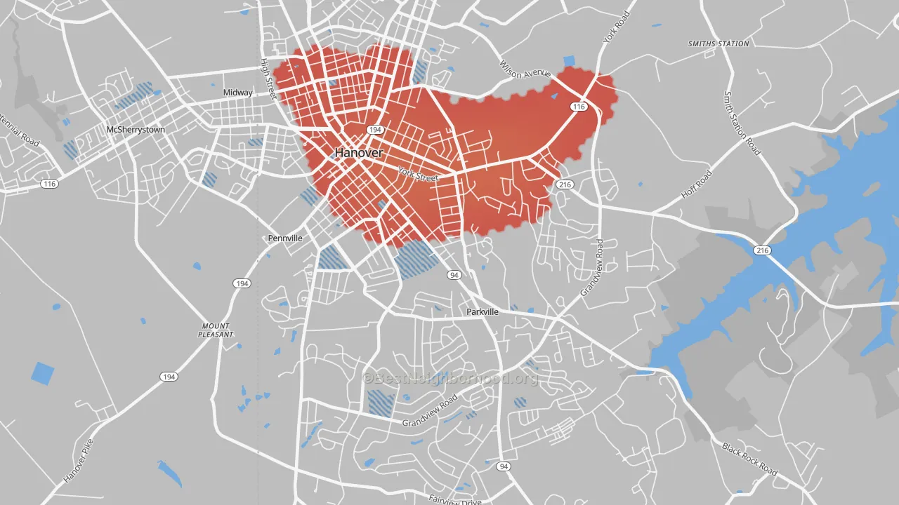 Transit Grade map of Parkville, PA