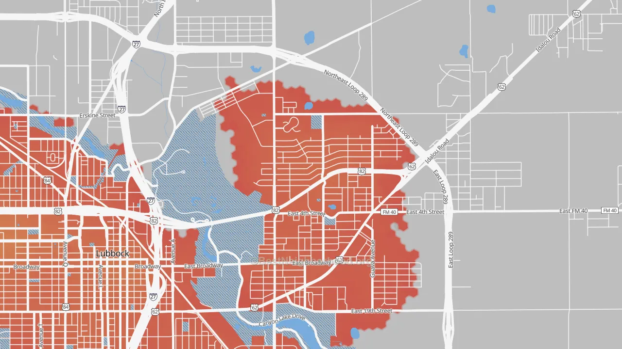 Transit Grade map of Parkway and Cherry Point, Lubbock, TX