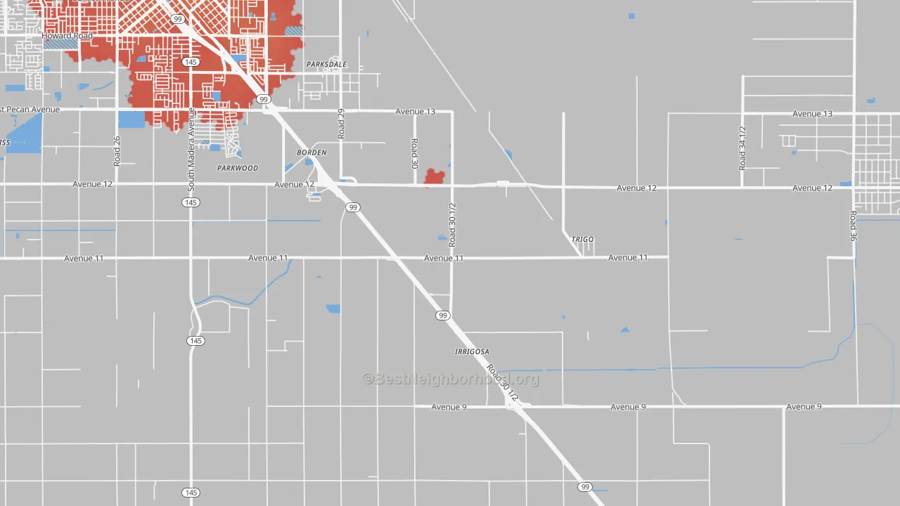 Transit Grade map of Parkwood, CA