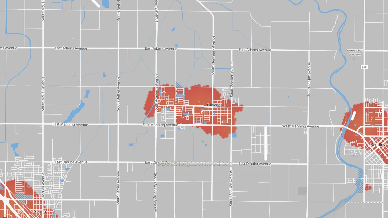 Transit Grade map of Parlier, CA