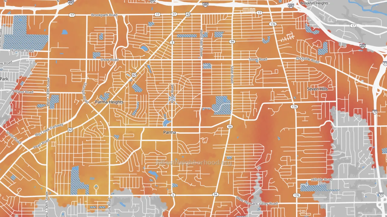 Transit Grade map of Parma, OH