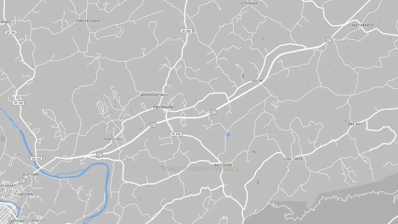 Transit Grade map of Parrottsville, TN