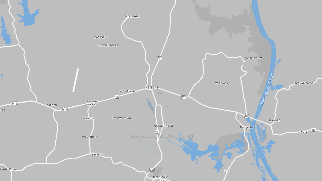 Transit Grade map of Parsons, TN