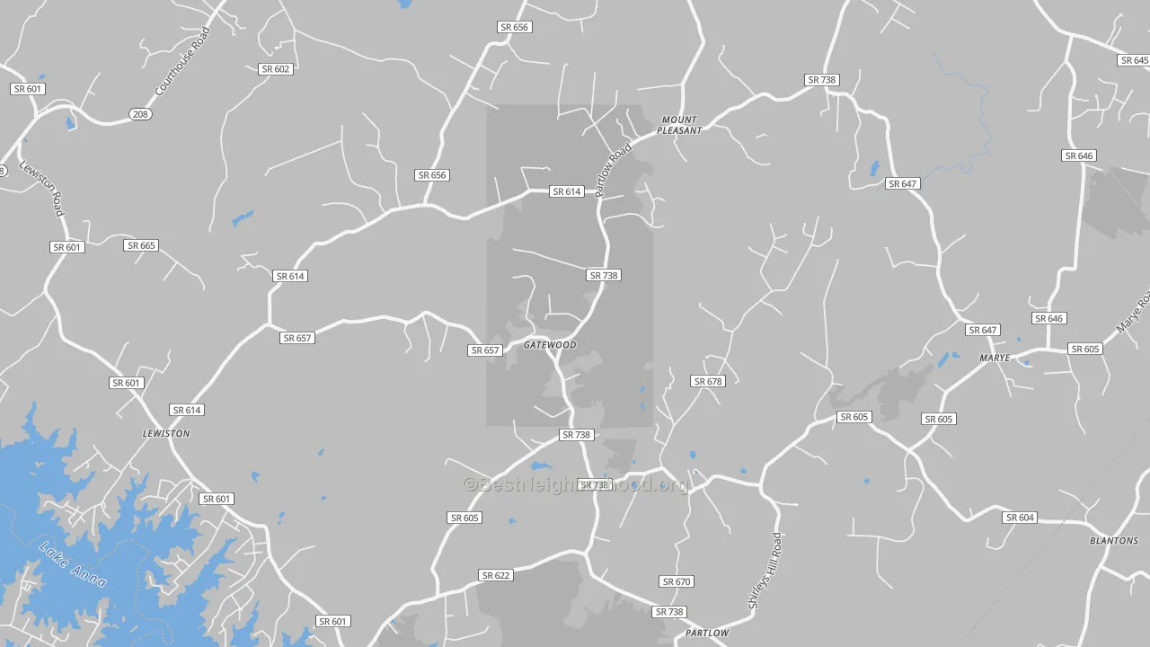 Transit Grade map of Partlow, VA