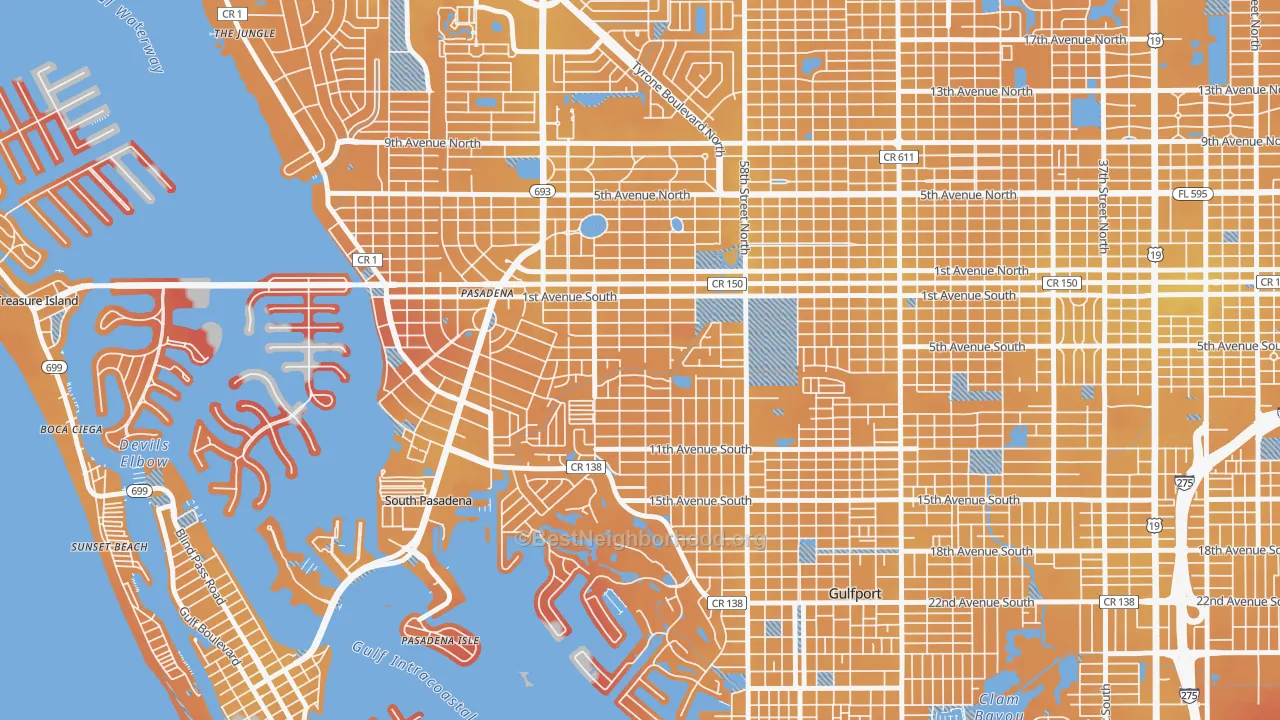 Transit Grade map of Pasadena Bear Creek Estates, St. Petersburg, FL