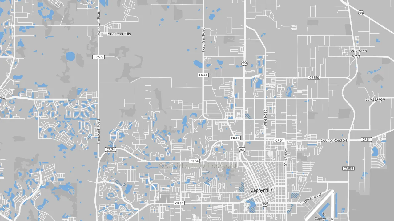 Transit Grade map of Pasadena Hills, FL