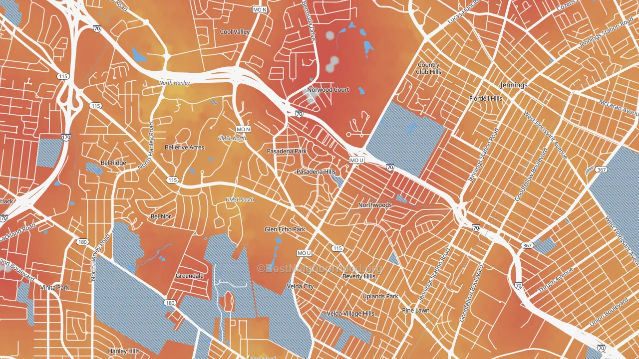 Transit Grade map of Pasadena Hills, MO