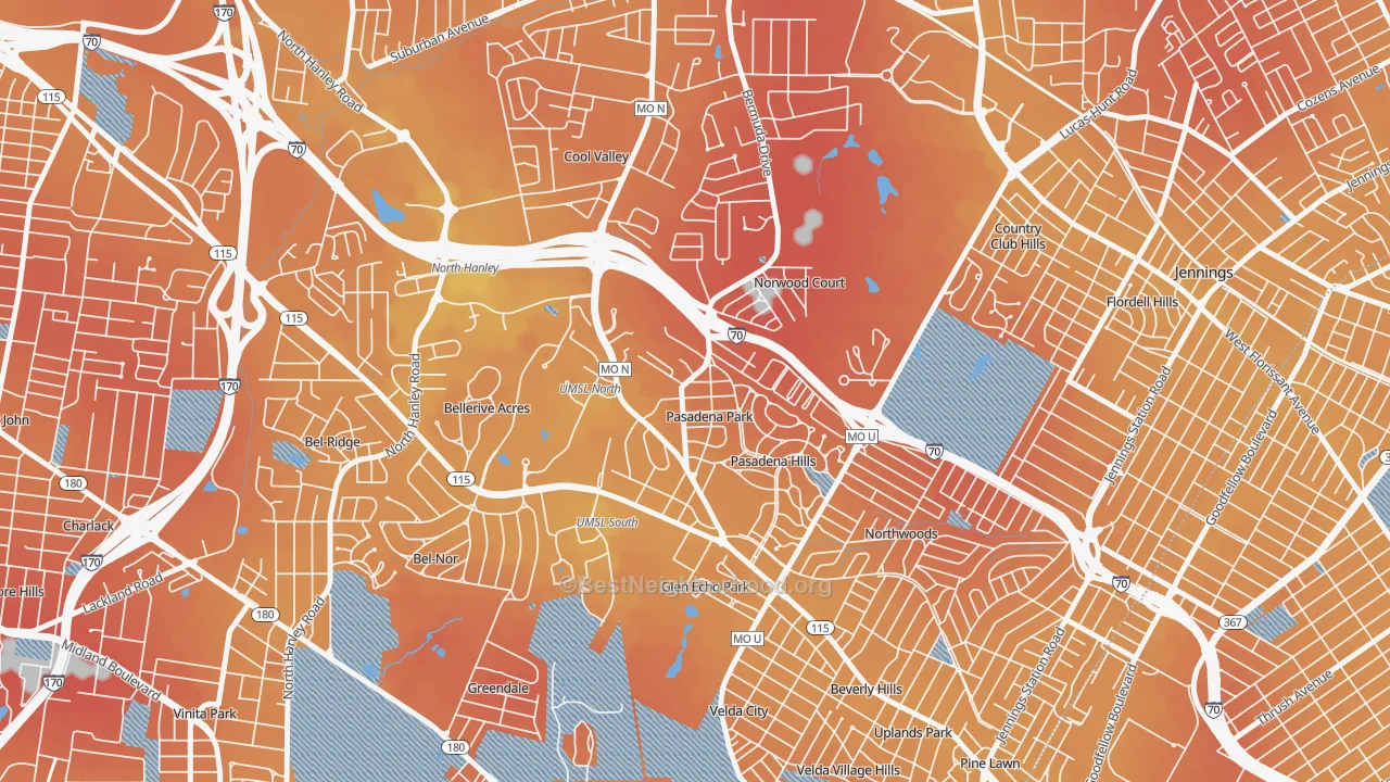 Transit Grade map of Pasadena Park, MO