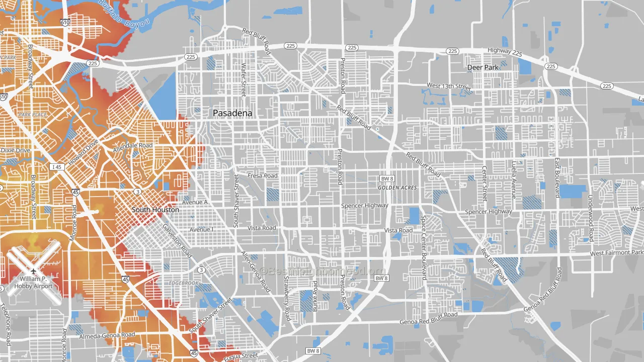 Transit Grade map of Pasadena, TX