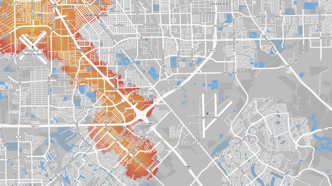 Transit Grade map of Pasadina, Houston, TX