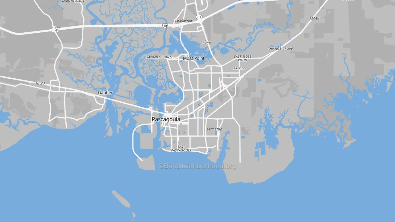 Transit Grade map of Pascagoula, MS