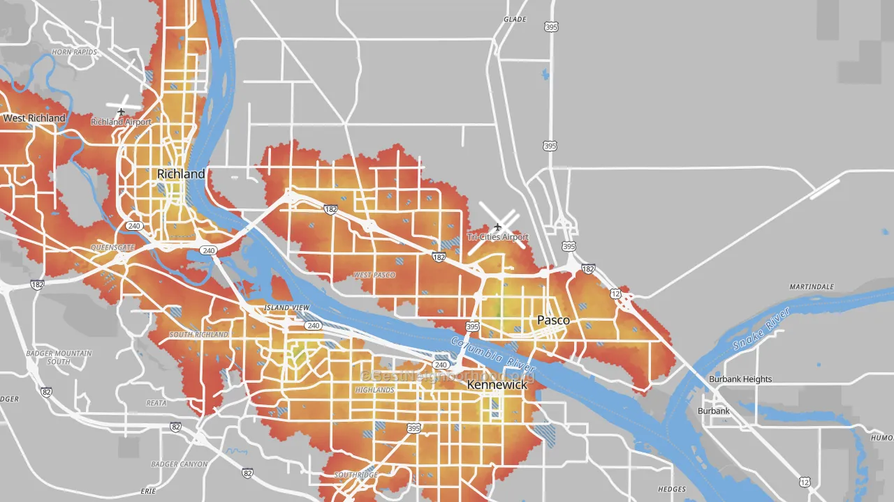 Transit Grade map of Pasco, WA