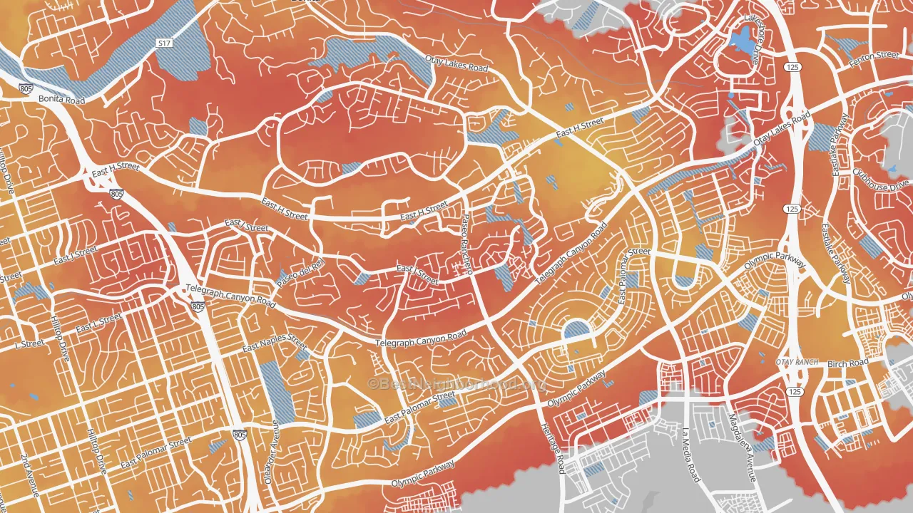 Transit Grade map of Paseo Ranchoero, Chula Vista, CA